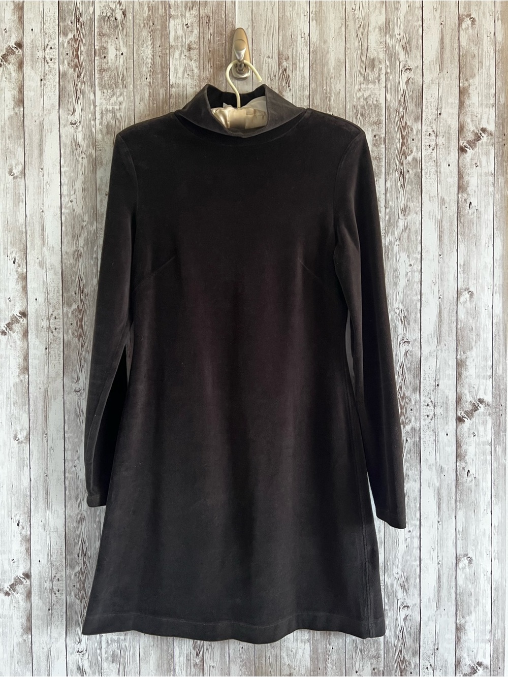 Everlane Black Long-Sleeve Turtleneck Velvet Mini Dress Casual Small
